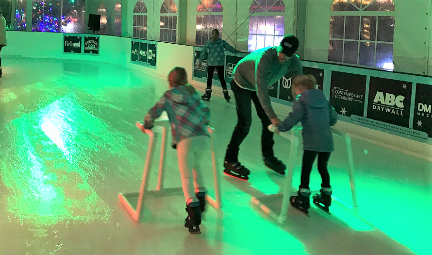 Frozen Fountain at Point Ruston Seasonal Ice Skating Rink